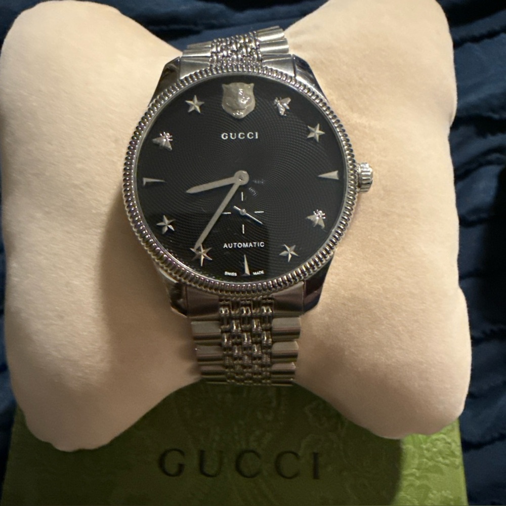 Gucci Men’s G-Timeless Watch Black Face Stainless Band